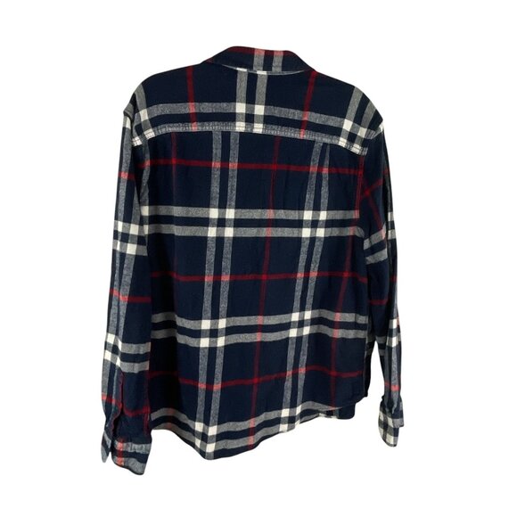 St. Johns Bay Men's Plaid Button-Up Shirt In Navy Red 2XL Cotton Blend Western - Picture 3 of 8